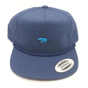 Navy Blue Snapback with Turquoise Elephant Embroid
